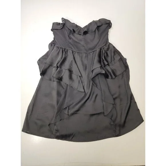 American Eagle Outfitters Womens Dress Mini Ruffle Black Strapless Size 8 - Picture 1 of 8